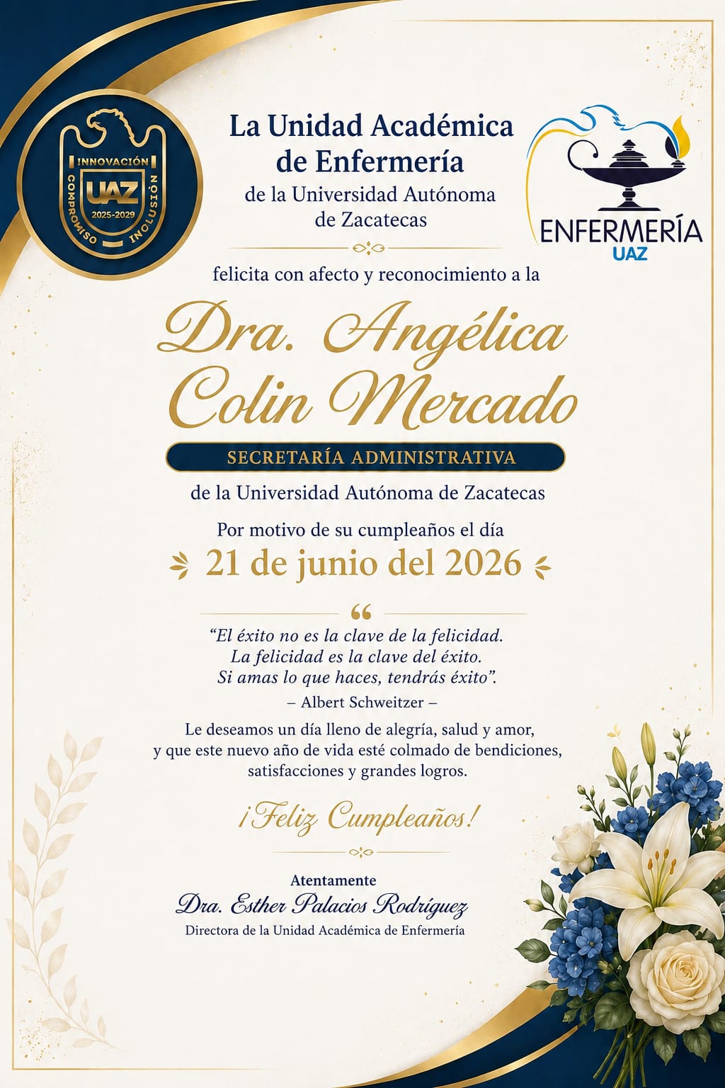 Felicidades Dra Angélica Colín